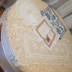 Vintage / Antique Needlepoint and hand made kitchen doilies/Doyleys